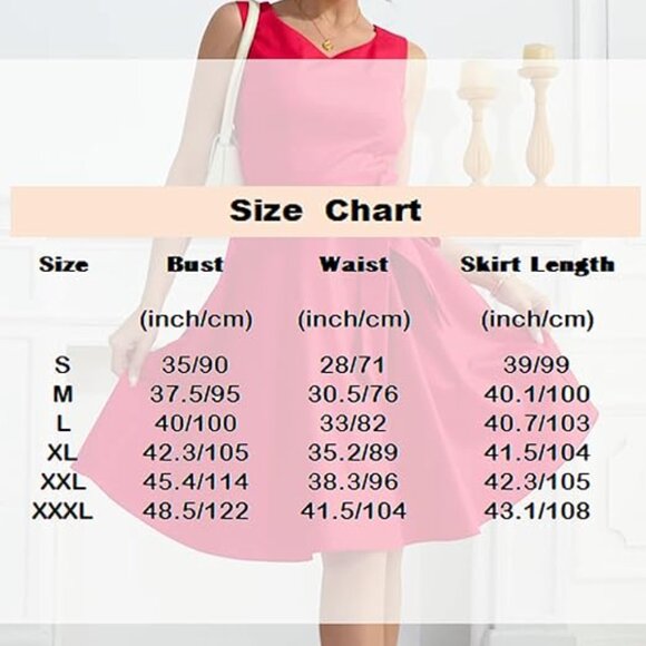 1950s Dresses for Women Sleeveless Audrey Hepburn Tea Party Swing Dress Retro Co - Picture 3 of 3